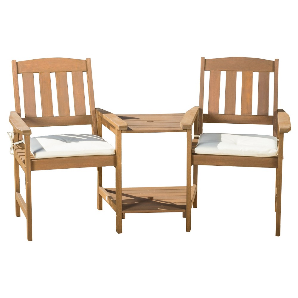 Belize Meranti Adjoined 2-Seater - Cream & Honey Oak - Christopher Knight Home