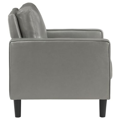 Ruth Dark Gray Faux Leather Wood Accent Chair