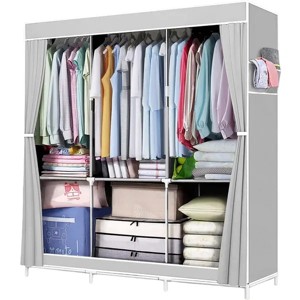 Racxily Portable Closet Storage Organizer Clothes Wardrobe Shoe Clothing Rack Shelf Dustproof Non-woven Fabric, Quick and Easy to Assemble - 1 of 4