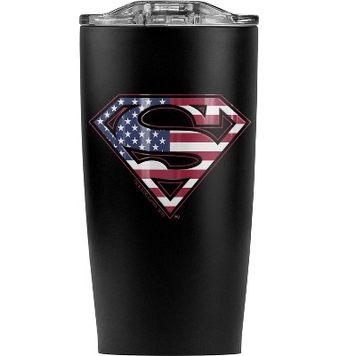 Superman Usa American Flag Shield Logo Steel Tumbler 20oz Coffee Travel Mug