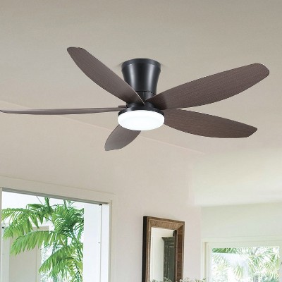 Kviflon 36 or 42 or 48 inch Low Profile Flush Mount Ceiling Fan with LED Light