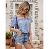 Women's Summer Tops Casual Short Sleeve Tunic Tops Square Neck Smock Tops Cute Blouse for Women - 3 of 4