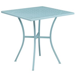 Emma and Oliver Commercial Grade 28" Square Colorful Metal Garden Patio Table - 1 of 2