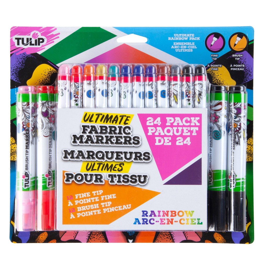 Photos - Felt Tip Pen Tulip Color 24pk Fine Tip & Brush Tip Fabric Markers Ultimate Rainbow