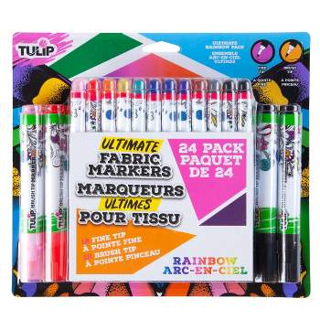 Tulip Color 24pk Fine Tip & Brush Tip Fabric Markers Ultimate Rainbow