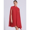 Allegra K Women's Loose Flowy Cloak Sleeve Cape Pleated Chiffon Dress - 4 of 4