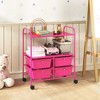 Tangkula 4-Drawer Rolling Storage Cart with 2 Shelves Mobile Utility Cart with Removable Drawers and Metal Frame with Lockable Wheels Pink - 2 of 4