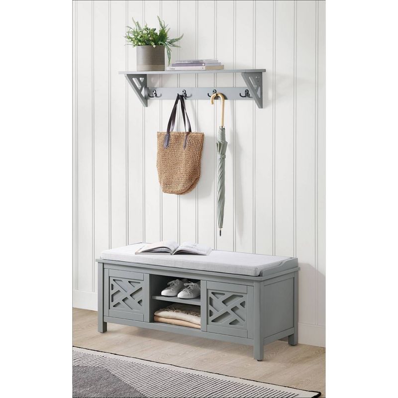 36&#34; Middlebury Coat Hook with Storage Bench Hall Tree Set Gray - Alaterre Furniture, 3 of 16