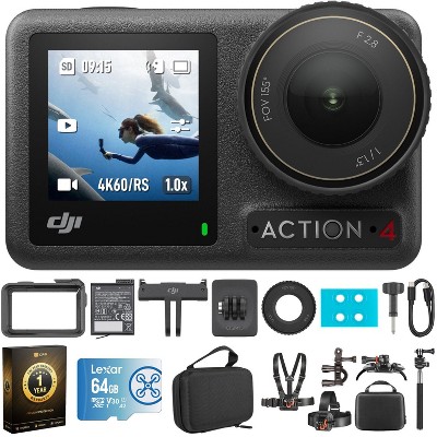 DJI Osmo Action 4 Standard Combo Bundle with 64GB Memory Card, Case and More