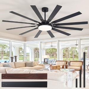 Airsurfer 72" Ceiling Fan with Light and Remote Control 6-Speed Quiet DC Motor Ceiling Fan with 12 Reversible Blades, 3 Colors LED Light - 1 of 4