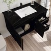 NicBex 35.4" Luxury Modern Floating Bathroom Vanity Cabinet with Ceramic Sink&Faux Marble Top,Black&Gold Wall Mounted Storage Cabinet for Bathroom - 2 of 4