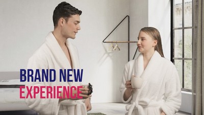 Navy Blue L/XL Fleece Bathrobe with Shawl Collar