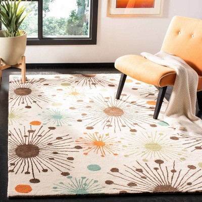 Ivory Multi-Color Hand-Tufted Wool Area Rug 4' x 6'