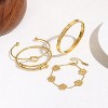 Womens 4Pcs Stackable Floral Gold Bracelets Stainless Steel Bangle Bracelets Non Tarnish Silver Set - 3 of 4