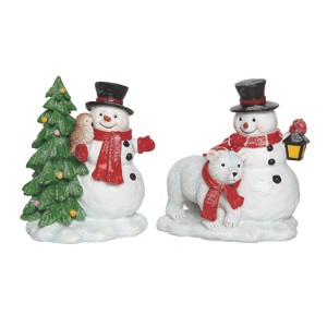 Transpac Large Resin Snowman & Critter Figurine Set of 2 Christmas Home Decorations - 1 of 1