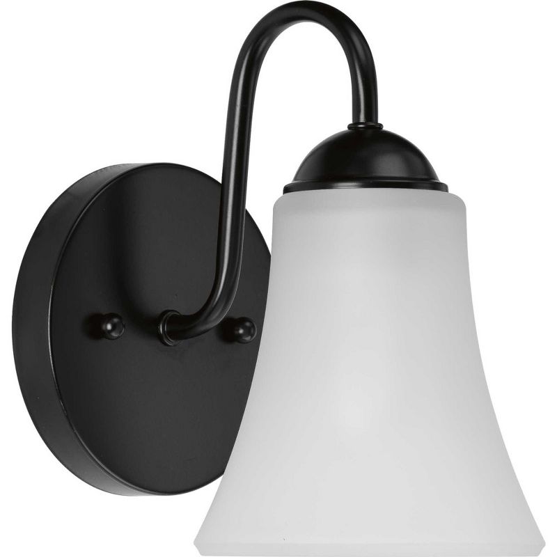 Progress Lighting Classic Collection 1-Light Wall Sconce, Black, Etched Glass Shade, 5 of 6