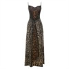 Clotth Women's Spaghetti Straps Backless Lace Up Leopard Printed Bodycon Sexy Nightclub Party Dress, Leopard - 4 of 4