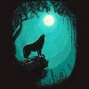 Men's Design By Humans Wolf Howl On A Moonlit Forest Night By T-Shirt - 2 of 2