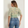 INSPIRE CHIC Women's Floral Flare Short Sleeve V Neck Summer Smocked Crop Tops - 4 of 4