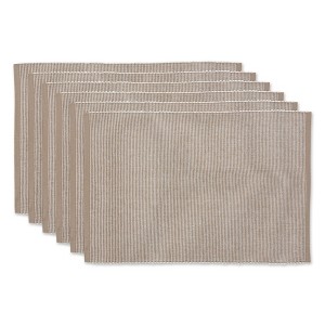 DII Ribbed Two-Tone Placemat Set 6 Piece, Stone, 13x19" - 1 of 4