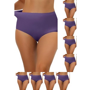 INSPIRE CHIC Women's Elastic High-Waisted Unlined Breathable No-Show Hipster Underwear 9 Packs - 1 of 4