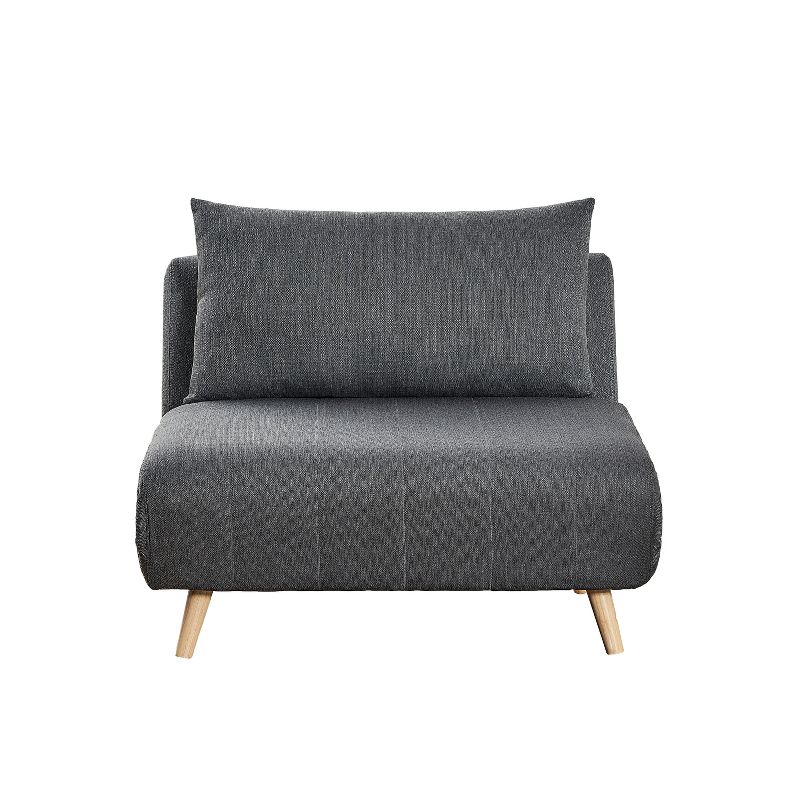Emma and Oliver Adjustable Tri-Fold Sleeper Chair with Hideaway Legs and Pillow, Channel Stitched Upholstery, 4 of 14