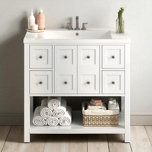 36 Inch Bathroom Vanity with Undermount Sink, Solid Wood Frame Free Standing Cabinet with 4 Drawers and 2 Soft Closing Doors - 1 of 4