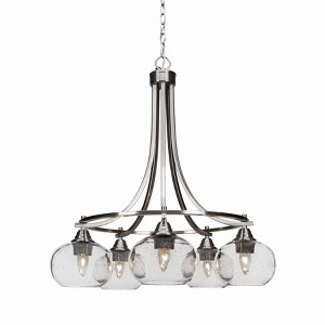 Toltec Lighting Paramount 5 - Light Chandelier in  Brushed Nickel with 7" Clear Bubble Shade - 1 of 1