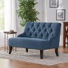 TiramisuBest Navy Blue Upholstered Settee, Button Tufted Loveseat with Wood Legs, Compact Sofa Bench for Small Spaces, Bedroom or Entryway - 3 of 4