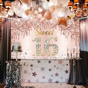 KatchOn, Sweet 16 Banner Rose Gold - Large, 72x44 Inch | Sixteen Girl Party Decoration - 1 of 4