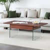 Lift-Top Coffee Table with Glass Legs, Modern Cocktail Table Sofa Side Table Storage Center Table, White/Black/Natural - ModernLuxe - 2 of 4
