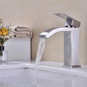 Kumasinova Waterfall Bathroom Faucet 1 Hole,Single Handle Bathroom Faucets with Pop-Up Drain,Stainless Steel Bathroom Sink Faucet for Bathroom Sink - 1 of 4