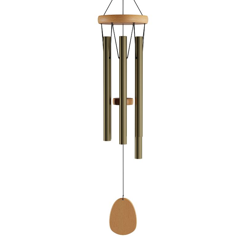 Nature Spring 28" Metal and Wood Wind Chimes with Soothing Tone For Garden, Patio, or Home - Gold, 1 of 7