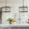 Modern 2-Light Drum Pendant Light, Black Cage Chandelier with Gold Sockets for Entryway, Bedroom - 4 of 4