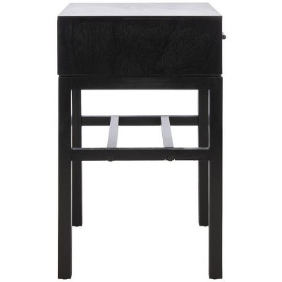 Ajana Black and Greige Wood Metal Accent Table with Storage