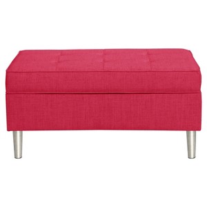 Mason Button Tufted Storage Bench - Fuschia Linen - Skyline Furniture, Pink Linen