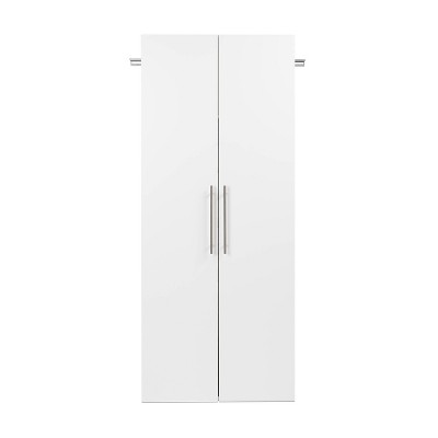 White Wall Mounted Shoe Storage Cabinet with Metal Handles