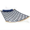 Sunnydaze Outdoor 2-Person Double Polyester Quilted Hammock with Wood Curved Spreader Bar and Matte Blue Steel Stand - Navy and Gray Tiled Octagon - 3 of 4