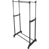 Rolling Clothes Rack on Wheels, Double Rod Portable Clothing Hanging Garment Rack Rolling Clothes Organizer on Lockable Wheels Mobile - 2 of 4