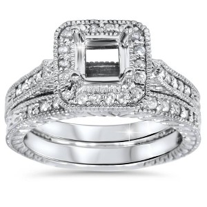Pompeii3 1/2ct Diamond Vintage Style Engagement Ring Setting Set - 1 of 4