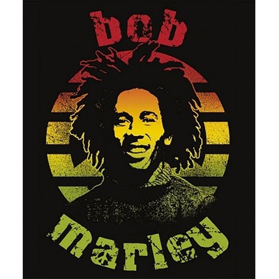 Just Funky Bob Marley Circle Lightweight Fleece Throw Blanket | 45 x 60 Inches