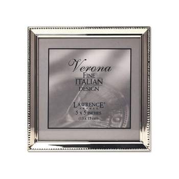 Lawrence Frames Polished Silver Plate 5x5 Picture Frame - Bead Border Design 11655