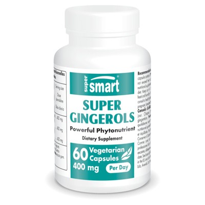 SuperSmart Super Gingerols 400mg per Day (High Potency 20% Gingerol) - Ginger Root Extract Supplement | Non-GMO & Gluten Free - 60 Vegetarian Capsules
