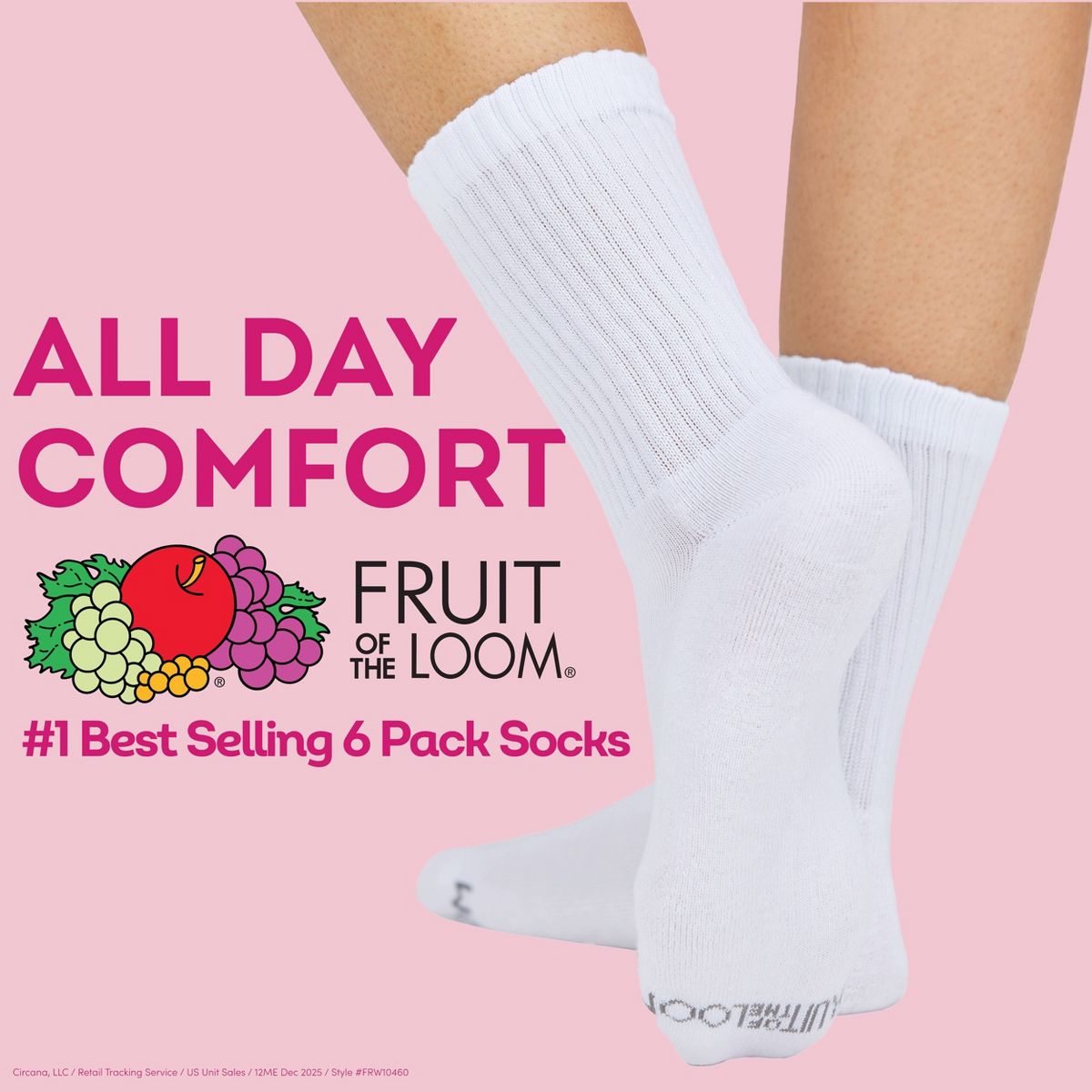 Fruit of the Loom Women's Cushioned 6pk Crew Athletic Socks 4-10 - thumbnail 7