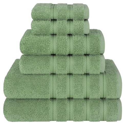 American Soft Linen 6 Piece Towel Set, 100% Cotton Bath Towels For  Bathroom, Sage Green : Target