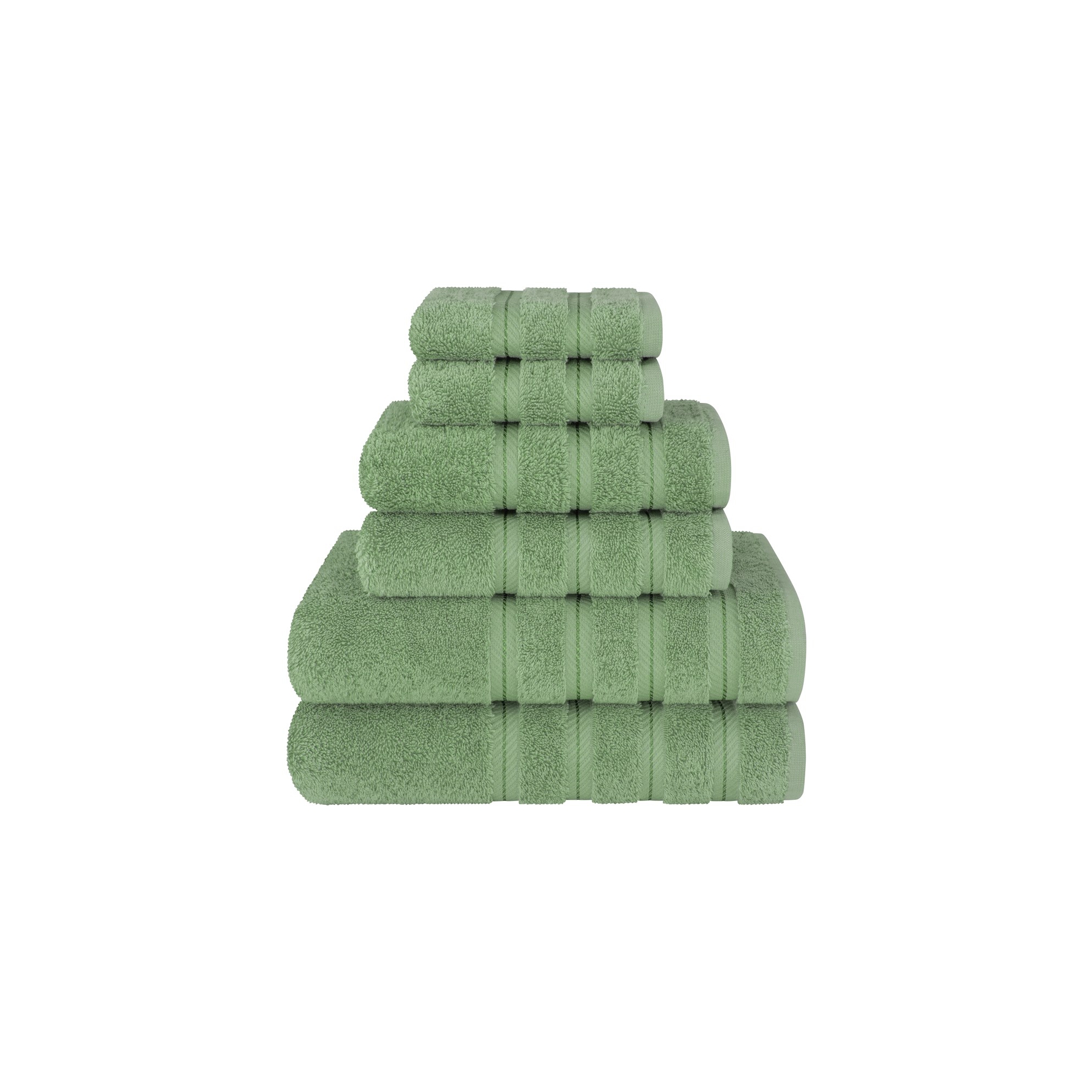 American Soft Linen 6 Piece Towel Set, 100% Cotton Bath Towels for Bathroom, Sage Green