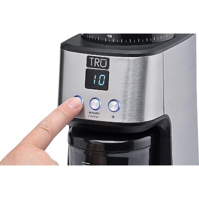 TRU Large Capacity Silver Electric Conical Burr Coffee Grinder