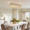 Ludomide Rectangle Chandelier, Modern Crystal Raindrop Chandelier , 8-Lights Flush Mount Ceiling Lights Fixture-L40" - 3 of 4