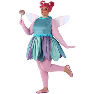 HalloweenCostumes.com Women's Plus Sesame Street Abby Halloween Costume | Blue Fairy Outfit with Wings & Yarn Wig - 1 of 4