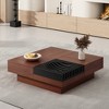 Square Acacia Solid Wood Italian Retro Coffee Table with Storage Compartments for Living Room or Lounge Spaces - 3 of 4
